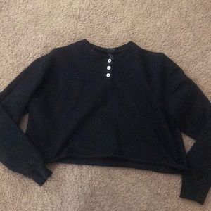 Black cropped Henley top